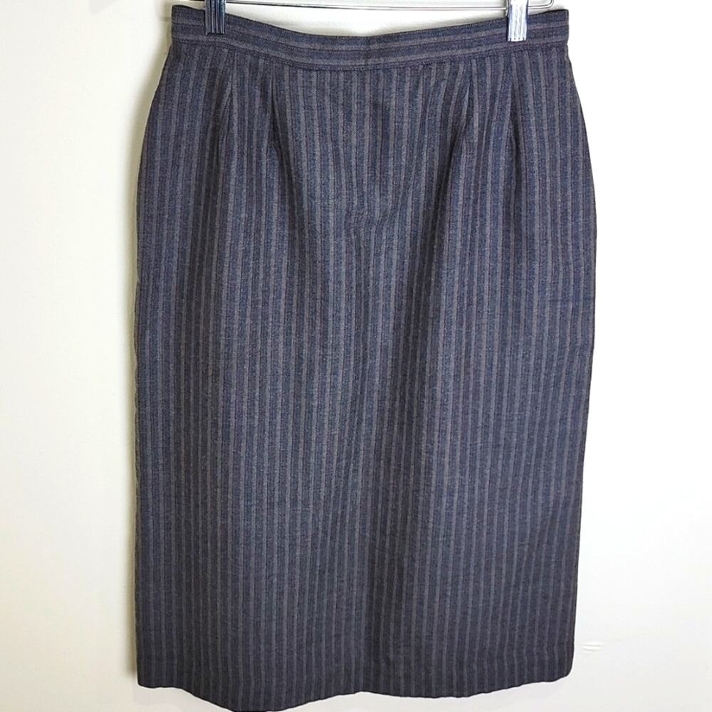 Vintage Christopher Pinstripe Wool Blend Pencil Skirt size M Grey